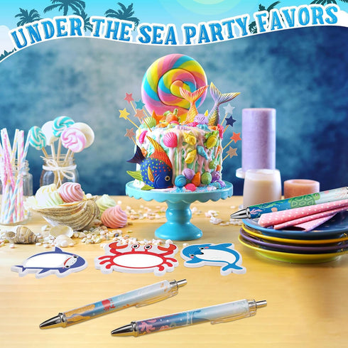 36 Pcs Cute Animal Sticky Notes Sea Animal Ballpoint Pens Under The Sea Party Favors Gift, 24 Mini Fun Pads Self Stick 12 Ocean Pens for Office Sc...