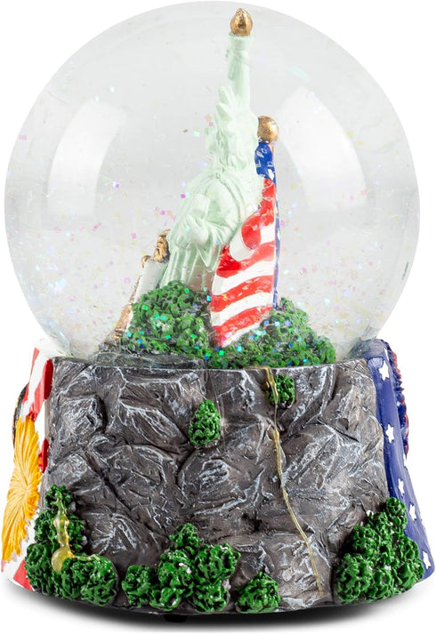 Elanze Designs American History Liberty 100MM Sturdy Glitter Water Wind Up Musical Snow Globe Tabletop Dresser Figurine Decoration Plays The Tune ...