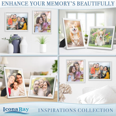 Icona Bay 8x10 Picture Frames (White, 6 Pack), Beautifully Detailed Molding, Contemporary Picture Frame Set, Wall Mount or Table Top, Inspirations...
