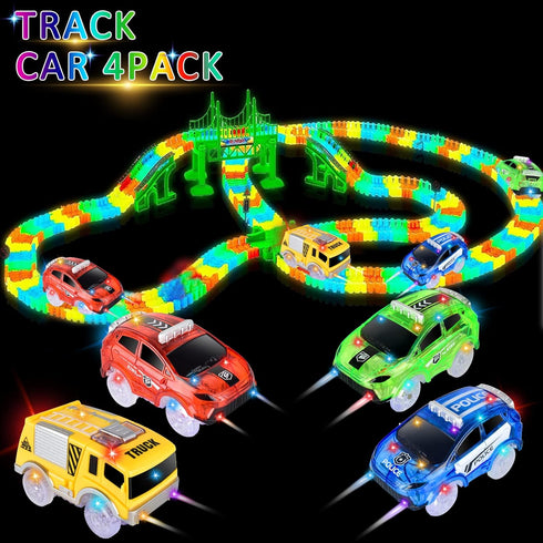 Tracks Cars Replacement only, Toy Cars for Magic Tracks Glow in The Dark, Racing Car Track Accessories with 5 Flashing LED Lights, Compatible with...