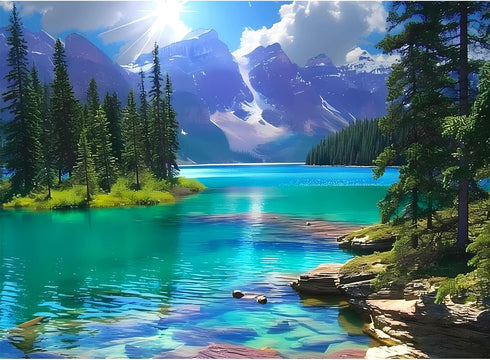 500 Pieces Puzzles for Adult Jigsaw Puzzle 500 Piece Puzzle Children Elderly Puzzle Mountain Forest Lake Puzzle Gift for Mom Dad Family Friend Fam...