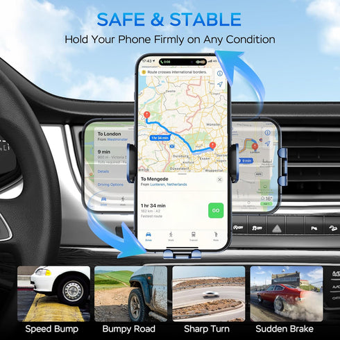 Wireless Car Charger, Phone Mount Holder Car Charger 15W Fast Charging Auto Clamping, Stick on The Dashboard for iPhone 15 14 13 12 11, Samsung Ga...