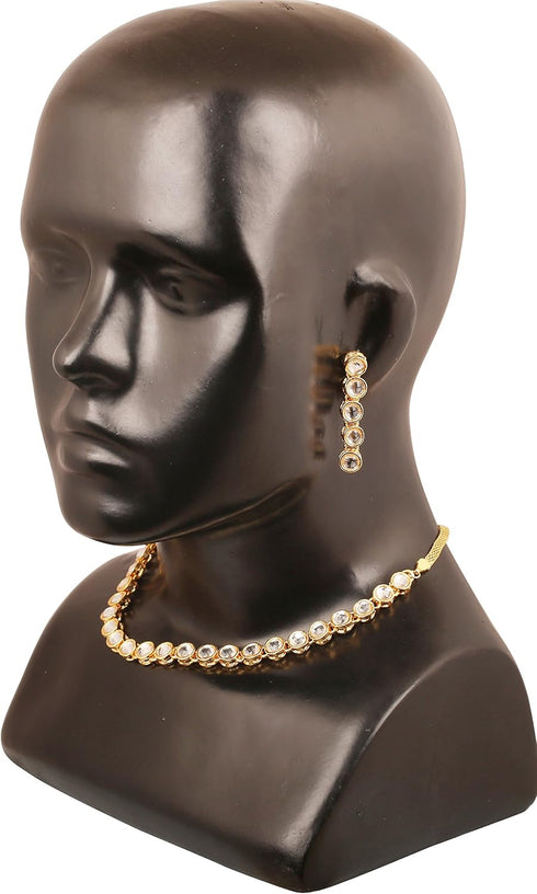 Touchstone "Contemporary Kundan Collection Indian bollywood elegant Kundan polki look light jewelry necklace set in gold tone for women...