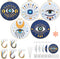 5 Pcs Evil Eye Embroidery Starters Set for Beginners Stamped Cross Stitching Kits for Adults, 5 Embroidery Cloth with Patterns, Hoop, Needles, Thr...