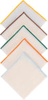 Men's Linen Pocket Square Solid White with Embroidered Edge Premium Cotton Pocket squares (Dark green, Yellow, Orange, Light brown, Tea green)...