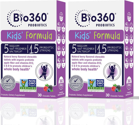 Kids Probiotic Supplement, Daily Support for Kid's Gut, Immune, Brain & Whole Body Health, 15 Strains 5 Billion CFU, Organic Prebiotic Apple Fiber...