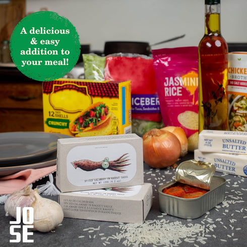 Spiced Calamari in Ragout Sauce by Jose Gourmet, Canned Squid Calamari in Sauce, Wild Caught Portuguese Calamari, Vitamin Rich Low Calorie Seafood...