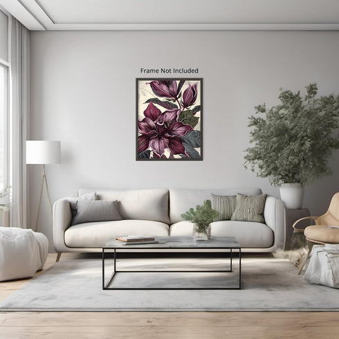 Posterizer 1 pcs-deep purple flowers chic home decor-Floral & Botanical Art-Abstract & Modern Art-Decor for Home & Office- UNFRAMED Wall Art...