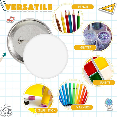 XunYee 20 Pack Blank White Button Pins 2.25 Inch/ 58 mm DIY Craft Button with Pin White Pins Buttons Design Button Making Kit for DIY Crafts Chris...