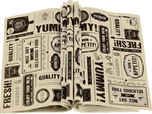 Newsprint Wax Paper Sheets Newspaper Theme Food Wrap Paper Grease Resistant Tray Liners Waterproof Wrapping Tissue Food Picnic Paper for Home Kitc...