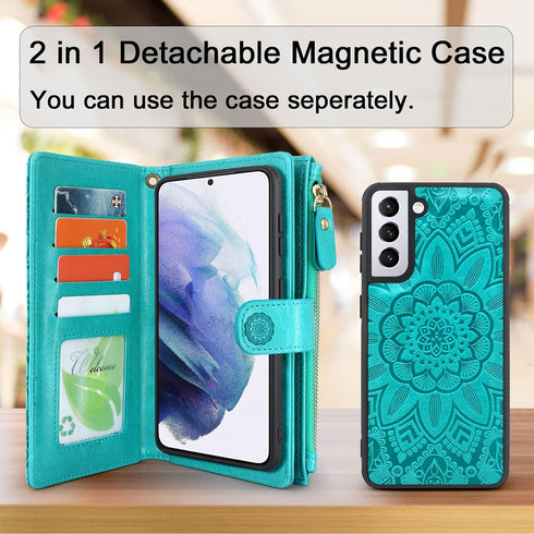 Harryshell Detachable Magnetic Flip Case for Samsung Galaxy S21+ Plus 5G 6.7 Inch (2021) / SM-G996U - Faux Leather Wallet Case with 12 Card Slots,...