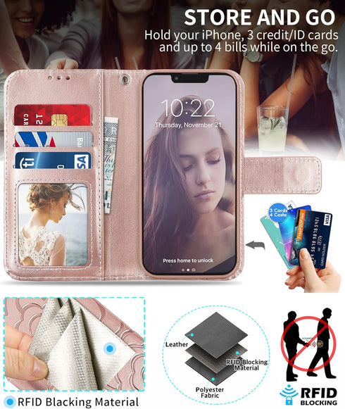 CASEOWL Magnetic Case for iPhone 13 Pro Max Wallet Case- Detachable Wallet Case for iPhone 13 Pro Max 5G - Folio Flip Leather Case Wallet with RFI...