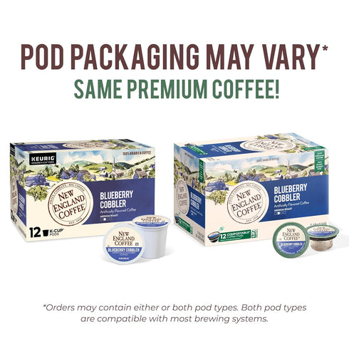 New England Coffee Blueberry Cobbler Medium Roast Single Serve Pods, 12ct Box (Pack of 1)...