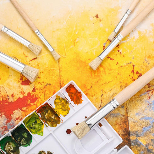 Wooden Stencil Brushes Natural Stencil Bristle Brushes Dome Art Painting Brushes Wood Paint Template Brush for Acrylic Oil Watercolor Art Painting...