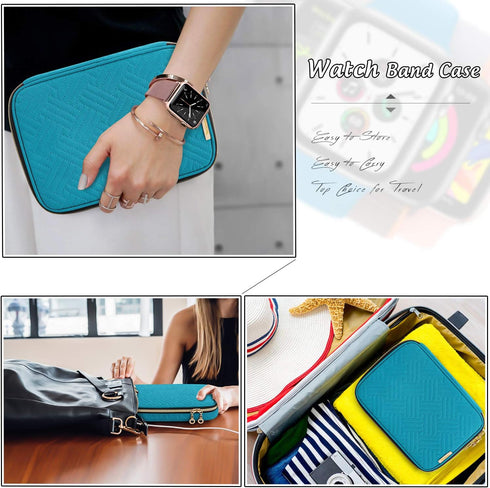 Teamoy Watch Storage Case - Holds 12 Straps, Travel Organizer Bag Compatible With All Series Apple and Smart Watch Bands, Teal...