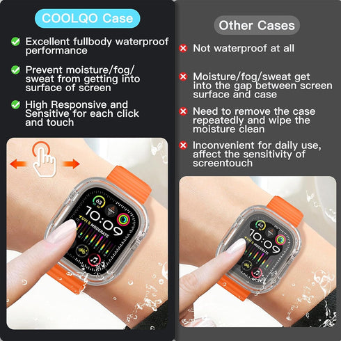COOLQO 2 Pack Waterproof 2 in 1 Case Compatible for Apple Watch Ultra 2/Ultra 49mm, 9H Tempered Glass Screen Protector, Full Body Protective Cover...