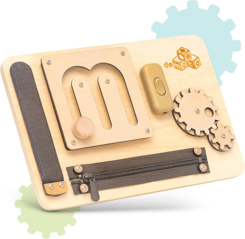 deMoca Busy Board for 1 Year Old, Sensory Toy for Toddlers, Montessori Travel Toys with Educational Activities for One Year Old and 2 Years Old, G...