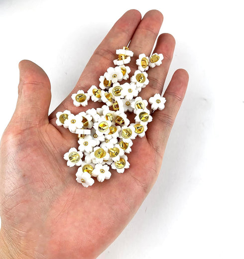 50PC Flower Buttons Metal Shank Button for Wedding Shirt Crafts Sewing Scrapbooking 11mm,Matte White...