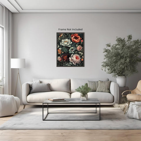 Posterizer 1 pcs-pink orange and white chic flowers-Floral & Botanical Art-Abstract & Modern Art-Decor for Home & Office- UNFRAMED Wall Art...