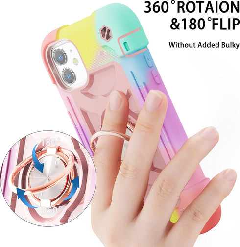 MARKILL Compatible with iPhone 11 Case 6.1 Inch for Girls with 360°Rotate Ring Stand, Military Grade Drop Protection Full Body Cute Case for iPhon...