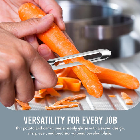 Linden Sweden Original Jonas Vegetable Peeler - Rust Resistant Silver Carrot and Potato Peeler with Ergonomic Handle for Safety and Control - Dish...