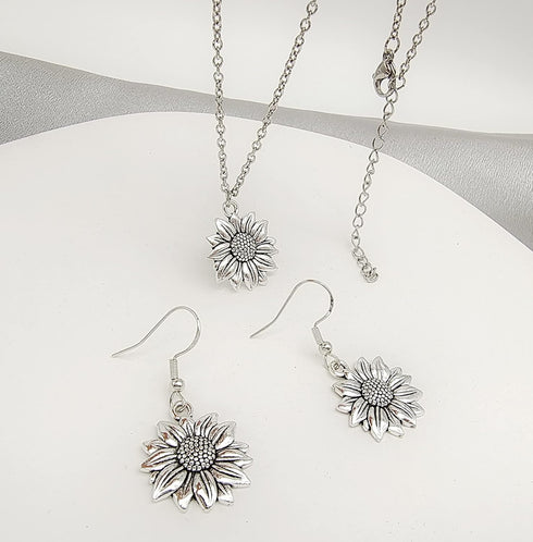 RUIZHEN Vintage Sunflower Earrings Sunflower Pendant Necklace Jewelry Set for Women...