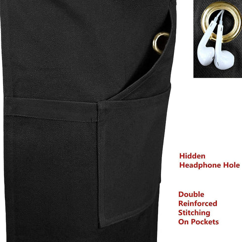 Sturdy Apron with Large Pockets - Unisex - 100% Cotton Canvas...