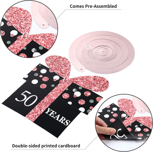 Blulu 50th Birthday Decorations for Women,Rose Gold Happy 50th Birthday Decorations Hanging Swirls Ceiling Decor Shiny Foil Swirls for Party Suppl...
