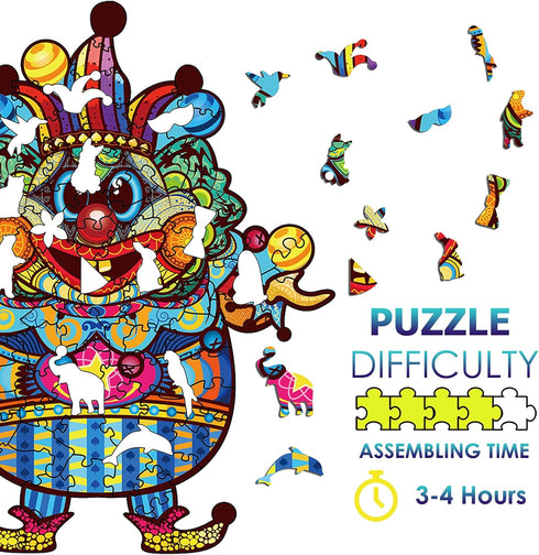 Wooden Jigsaw Puzzles,Unique Shaped Jigsaw Puzzles, Jigsaw Puzzles for Adults,Wood Cut Puzzles,Animal Shaped Puzzles,Colorful Puzzle Clown Best Gi...