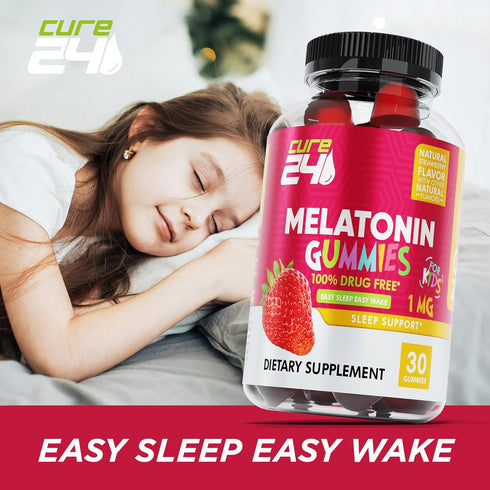 Kids Melatonin Gummy, Effective 1MG Sleep Gummies Supplement for Children 3+, Drug-Free, Natural Fruity Strawberry Flavor, Made in USA...