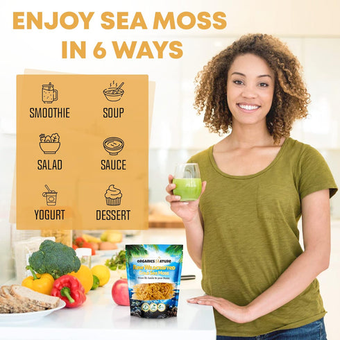 Organics Nature Raw Wildcrafted Sea Moss | Organic Wildcrafted & Non-GMO Certified | Dr Sebi Approved | Make 5 Jars of Sea Moss Gel | Immune Suppo...
