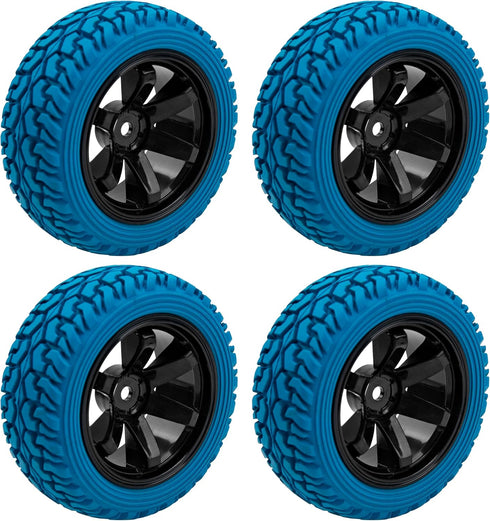 75mm/2.95'' Rubber Tires & Plastic Wheel Rims 12mm Hex Hub Compatible with Traxxas 4tec 2.0 HSP Tamiya HPI Kyosho 1/10 On-Road Touring Car, WLtoys...