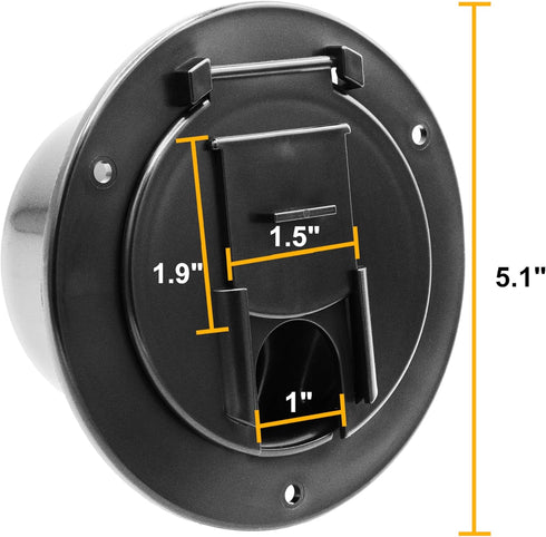RV 5-inch Round Electric Cable Hatch for 30 and 50 Amp Cords (Black)...