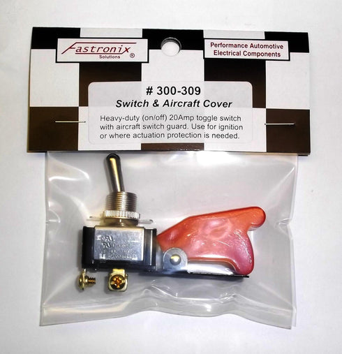 Fastronix SPST ON-Off Heavy Duty AC/DC 20A Toggle Switch with Red Aircraft Safety Cover...