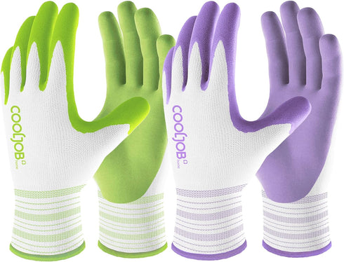 COOLJOB Gardening Gloves Best Gift for Women Ladies, 6 Pairs Breathable Rubber Coated Yard Garden Gloves, Outdoor Protective Work Gloves with Grip...
