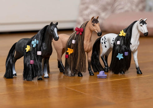 Schleich Horse Club Sofia's Beauties, Knabstrupper Stallion Beauty Horse with Brushable Hair - 8pc Styling Horse Figurine and Playset Accessories ...