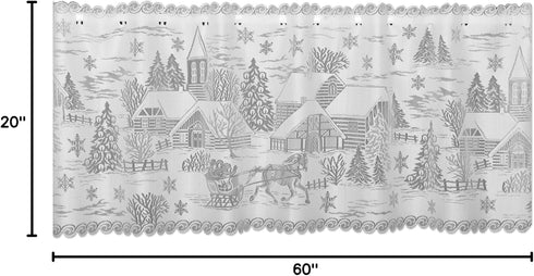 Heritage Lace 60" X 20" White Sleigh Ride 4-Way Mantle Scarf...