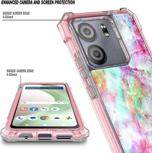 for BLU View 5 Case with Tempered Glass Screen Protector, Full-Body Protective Shockproof Rugged Bumper Cover Phone Case for BLU View 5 B160V (Mar...