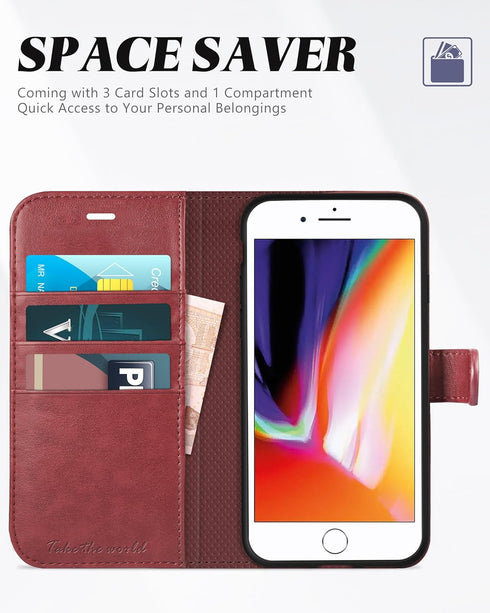 TUCCH Wallet Case for iPhone 8 Plus/iPhone 7 Plus, Magnetic Closure Card Slots Money Pouch, Stand PU Leather Purse Cover Flip Book [TPU Interior C...