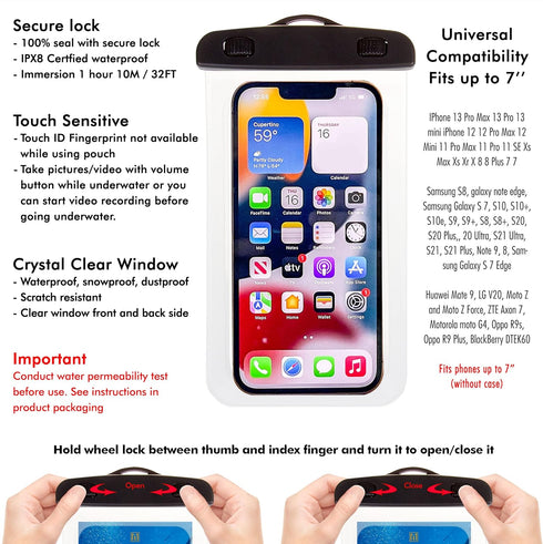 3-PK Waterproof Phone Pouch Phone Dry Bag Case for iPhone 13 12 11 Pro Max XS Max Samsung Galaxy s10 Google Up to 7.0". Cruise Adjustable Lanyard ...