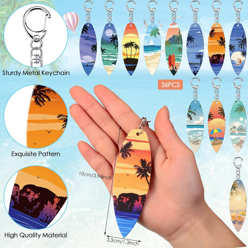 Bucherry 36 Pcs Beach Favors Keychain Gifts Set Wooden Bulk Surfboard Slippers Sea Turtle Coconut Tree Bible Keychains for Beach Hawaiian Florida ...