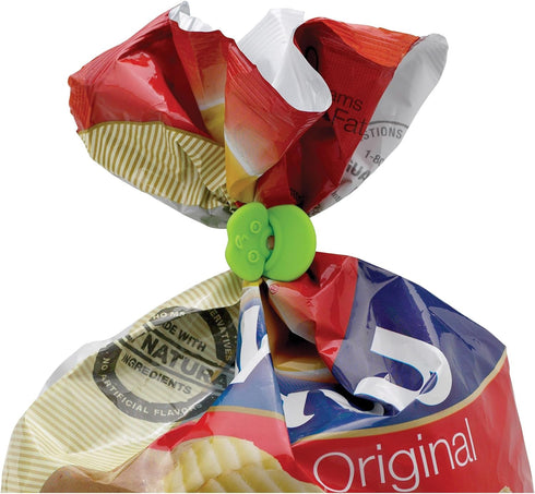 HIC Kitchen Stretch and Twist Silicone Bag Ties, Set of 10 with Storage Bag, Reusable Food Sealing Clips, Secure Chip Clip, Cord Keeper, Freshness...
