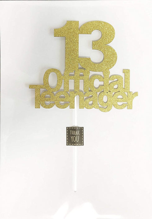 ALPHA K 13 Official Teenager Cake Topper, 13th Birthday Cake Topper, Birthday Party Decoration with Premium Gold Glitter...