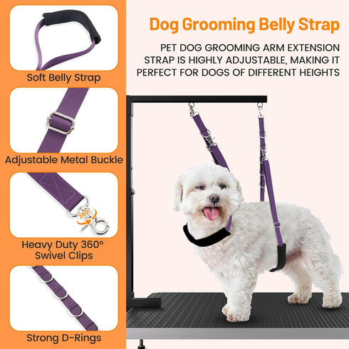 Dog Grooming Belly Strap - Dog Grooming Table Arm Extender with Clamp Extension Loop Bathing Restraint Leash No Sit Haunch Holder for Small & Medi...