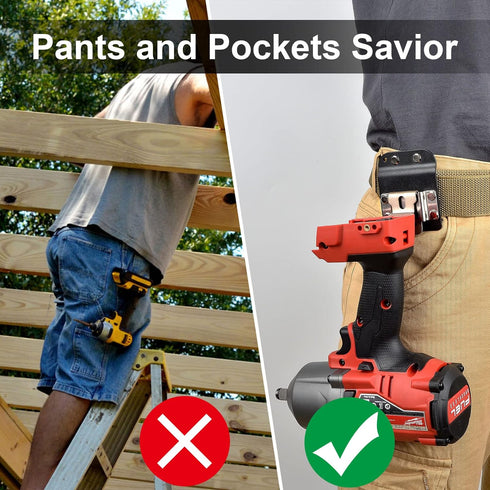 DrillCatcher, Drill Holder for Tool Belt, Up to 2" Belt, Quick Response Low-Profile Drill Clip, Compatible with Impact Driver, Nailer...