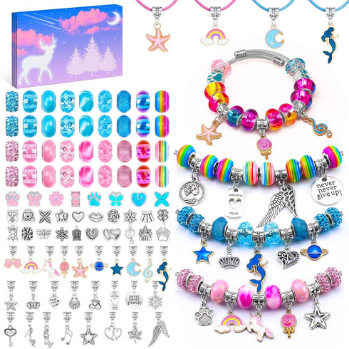 LUDUKOO Bracelet Making Kit for Girls, 134 Pcs Charm Bracelet Making Kit with Beads Bracelet Necklace Making Kit Grafts for Girls Ages 6-8 Birthda...