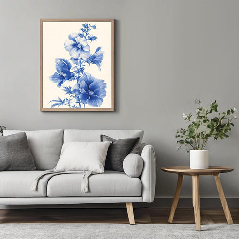 Posterizer 1 pcs-baby blue pretty flowers for chic decor-Floral & Botanical Art-Abstract & Modern Art-Decor for Home & Office- UNFRAMED Wall Art...