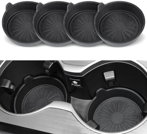 SINGARO Car Cup Holder, 4-Pack Silicone Car Coasters, Universal Non-Slip Recessed Car Interior Accessories (Flower Black)...