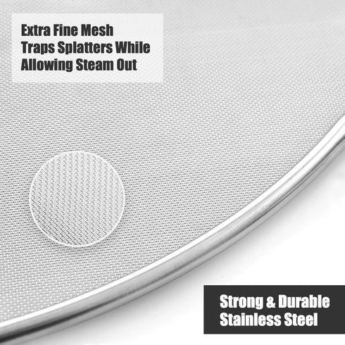 Splatter Screen for Cooking - Stainless Steel Grease Splatter Guard for Frying Pan, No Cooking Oil Mess No Burns, Ultra Fine Mesh Lids Set of 3(10...