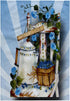 3D Rose Garden Chair and with Pretty Blue Flowers and Tea Pot-and Basket of Blueberries Towel, 15" x 22", Multicolor...